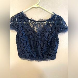 Black lace crop top for women